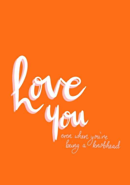 Love You, Even When… You’re a Knobhead - A5 greetings card
