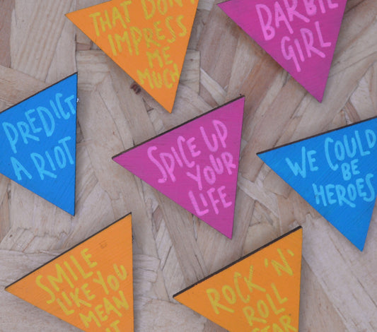 Hand Painted Wooden Pin Badge