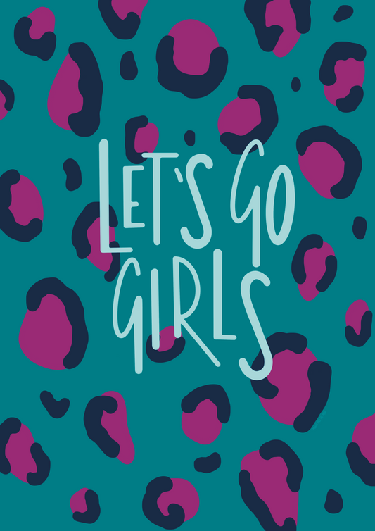 Let's Go Girls illustrated print in Teal