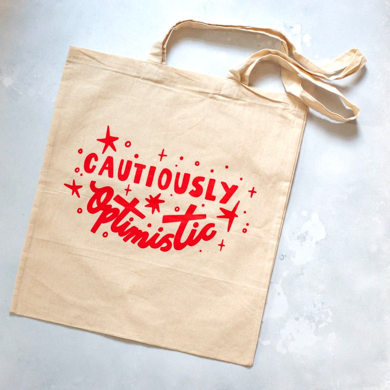 Cautiously Optimistic tote bag image 0