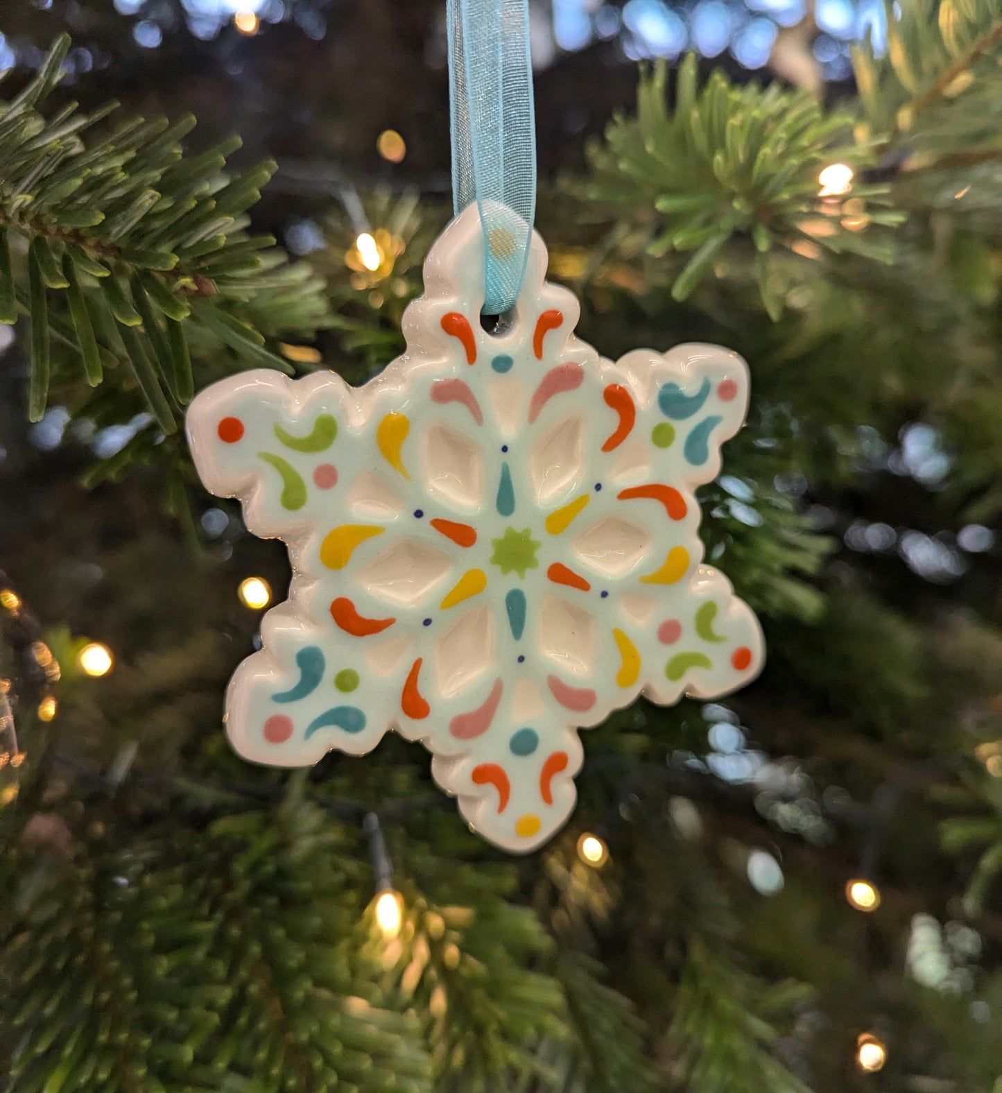 Ceramic Hand Painted Snowflake Christmas decoration image 0