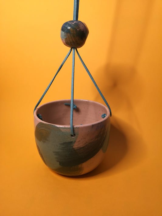 Blue Brushstroke Hanging Planter image 1