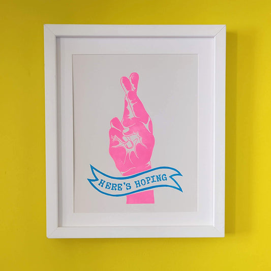 Here's Hoping A4 lino print image 1