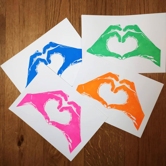 Hands of Love A4 lino print image 1