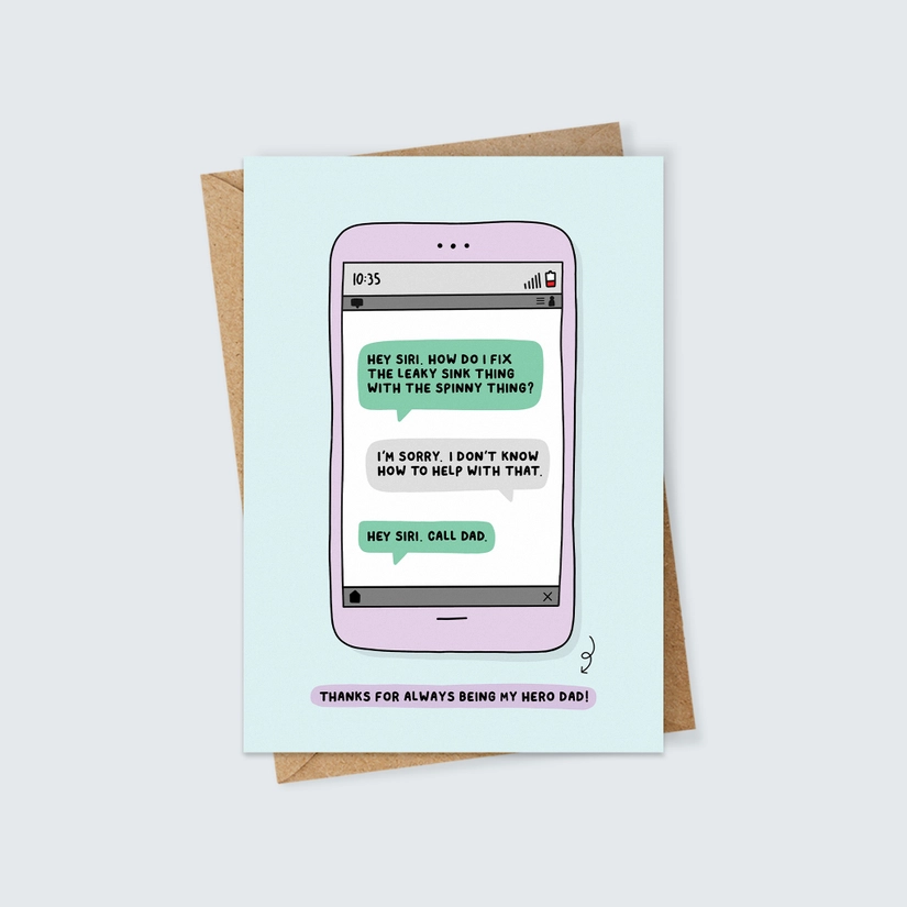 Siri vs Dad greetings card image 0