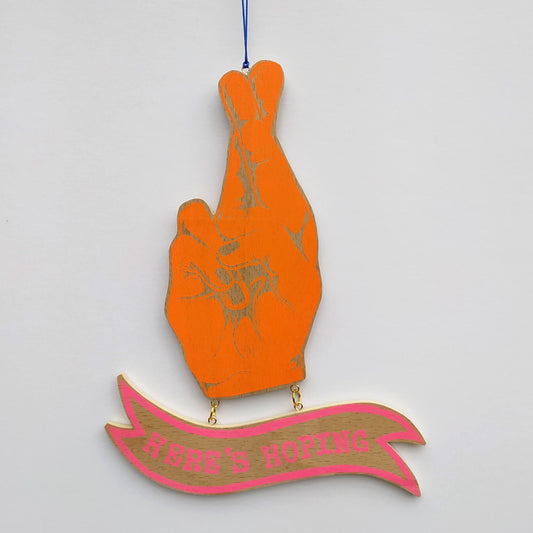 Here's Hoping Hanging Wooden Sign image 1