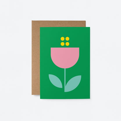 Green Flower greetings card image 1