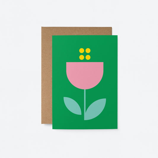 Green Flower greetings card image 1