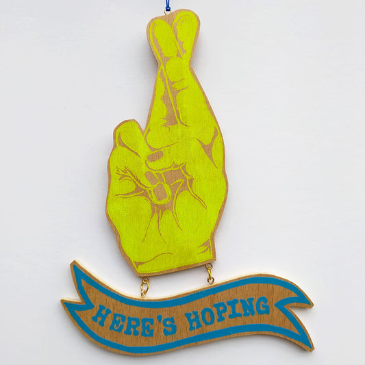 Here's Hoping Hanging Wooden Sign image 0