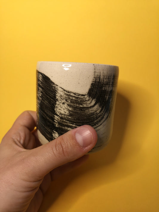Monochrome Brushstroke Plant Pot image 0