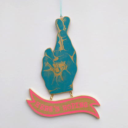 Here's Hoping Hanging Wooden Sign image 2