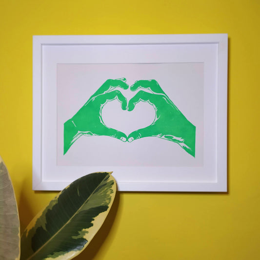 Hands of Love A4 lino print image 0