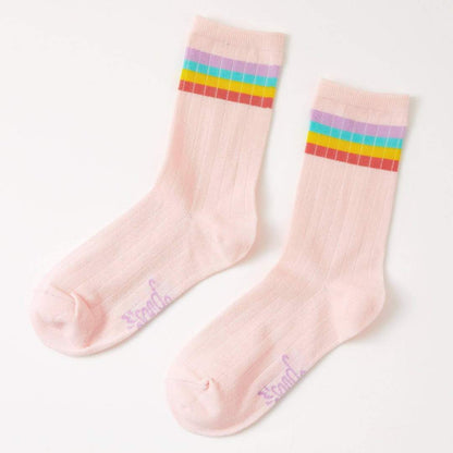 Rainbow Stripe Pink Ribbed Socks image 3