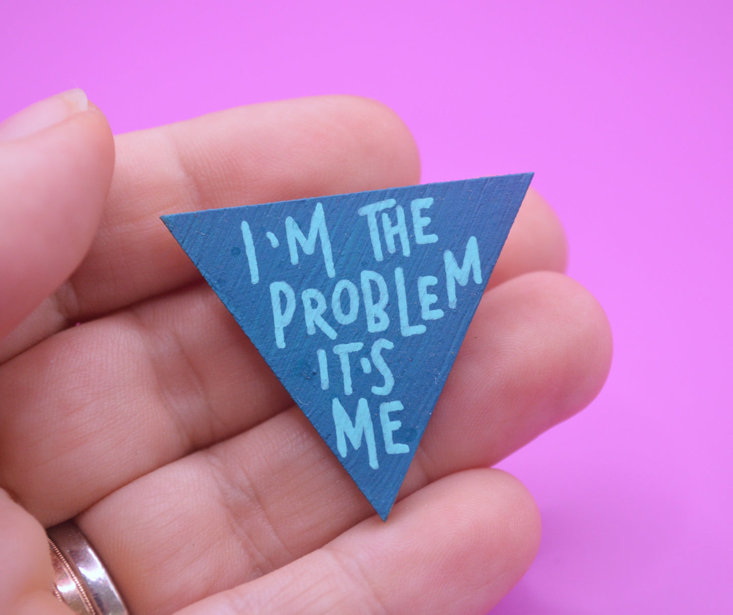 Hand Painted Wooden Pin Badge