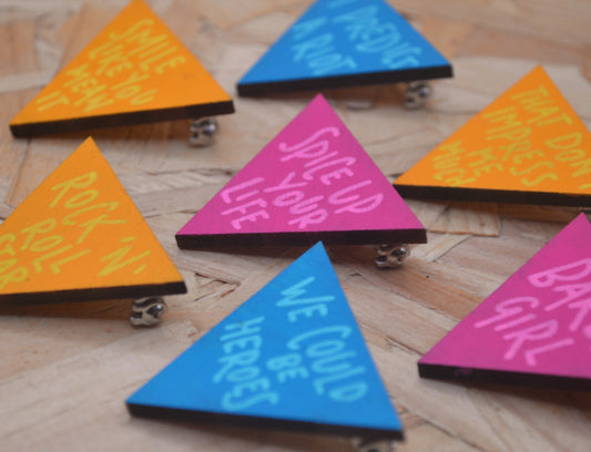Hand Painted Wooden Pin Badge