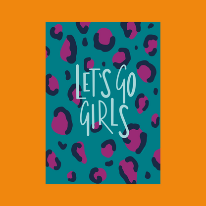 Let's Go Girls illustrated print in Teal