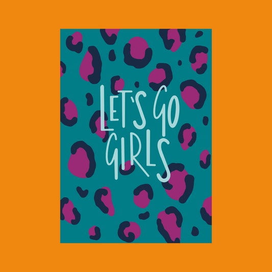 Let's Go Girls illustrated print in Teal