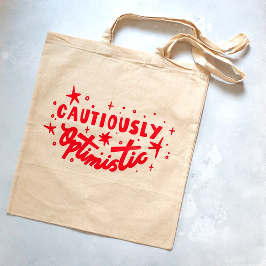 Cautiously Optimistic tote bag image 0