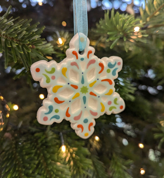 Ceramic Hand Painted Snowflake Christmas decoration image 0