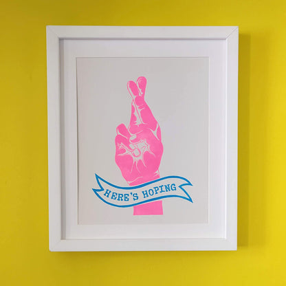 Here's Hoping A4 lino print image 1